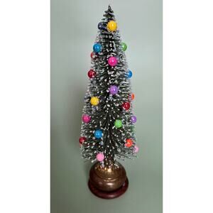 Bottle Brush Christmas Tree on Vintage Doorknob Base — Cottage‑Core Decor DKT1